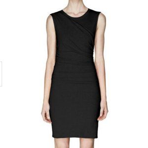 Theory Black Tucky Ruched Sleeveless T Shirt Dress